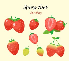 Strawberry various shapes pulp illustration