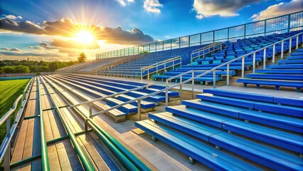 Empty Bleachers Under a Vivid Blue Sky: Aerial View Stock Photo