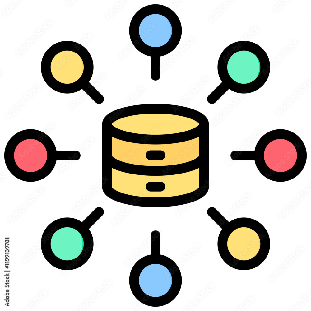 Poster big data outline color icon