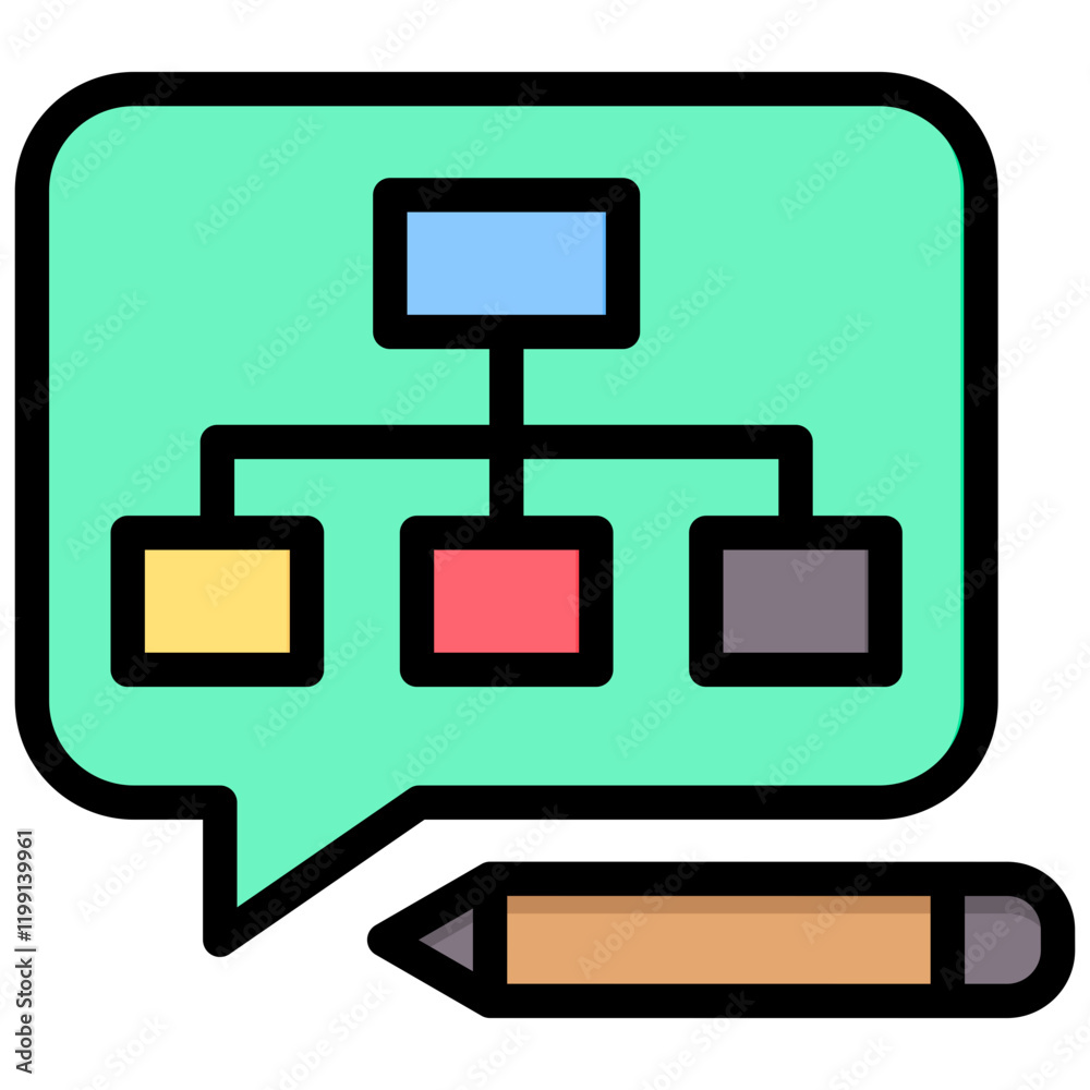 Poster structural annotation outline color icon
