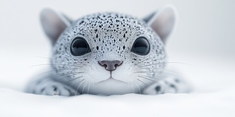 Fototapeta premium Adorable Spotted Kitten in Winter Wonderland