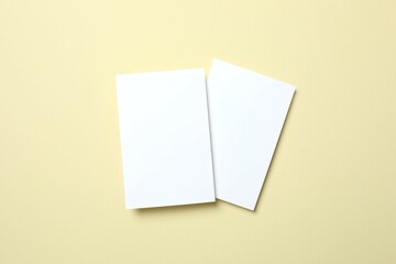 White paper cards on color background