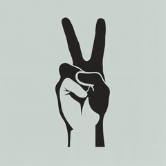 Fototapeta premium Peace sign gesture on soft green background