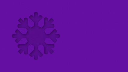 Purple, violet textured canvas background with cutout christmas snowflake shape