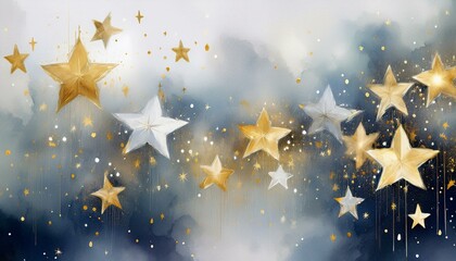 Fototapeta premium abstract background with beautiful silver and gold stars 
