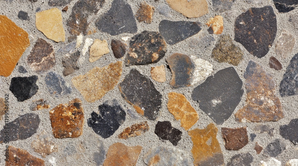 Poster close up of a textured stone mosaic surface.