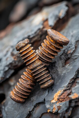The Art of Corrosion: A Textural Exploration of Rusted Screws on Metal Surface