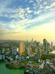 Obraz premium Colombo City skyline at sunset (View from Lotus Tower Sri Lanka)