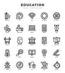Vector Education types icon set in Lineal style. vector illustration.