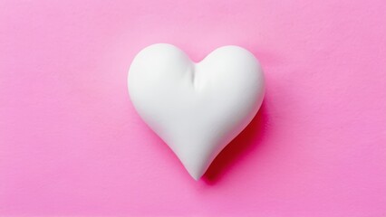 Fototapeta premium one white heart in the center on a pink background.
