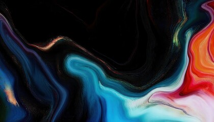 Obraz premium vivid fluid art design with swirling blue, red, and black abstract strokes for modern digital background or creative branding visuals