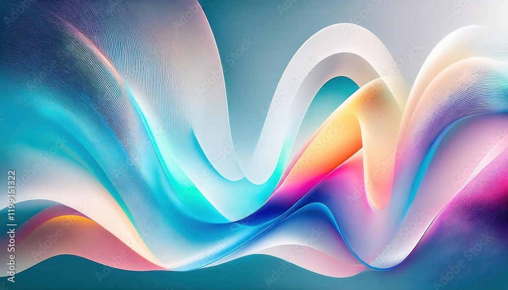 Poster serene abstract wave design with soft pastel hues and flowing gradients for modern background, brand