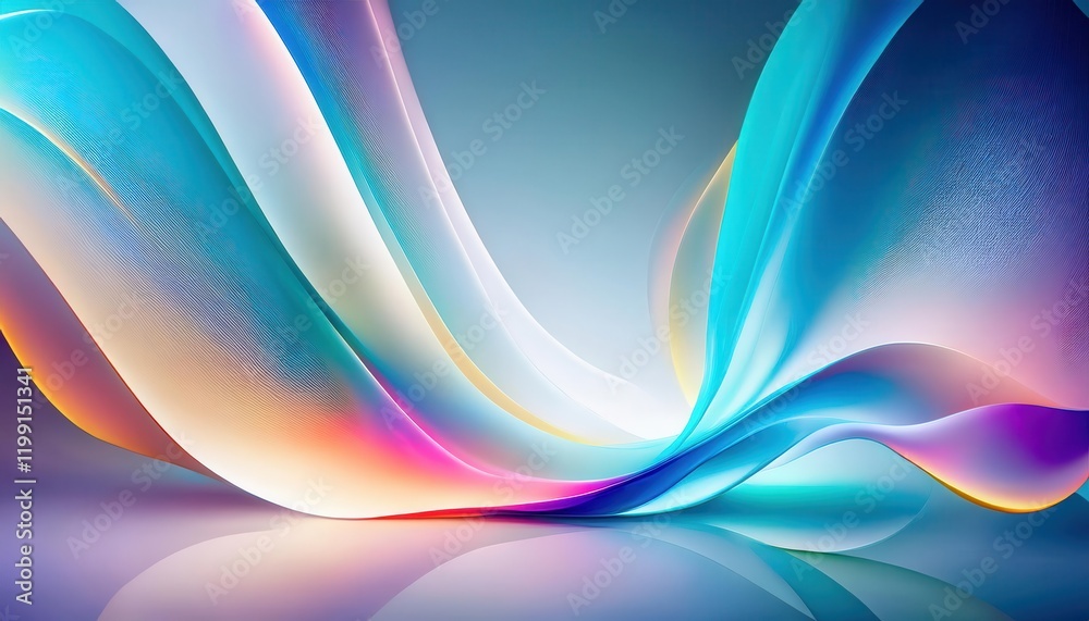 Poster serene abstract wave design with soft pastel hues and flowing gradients for modern background, brand