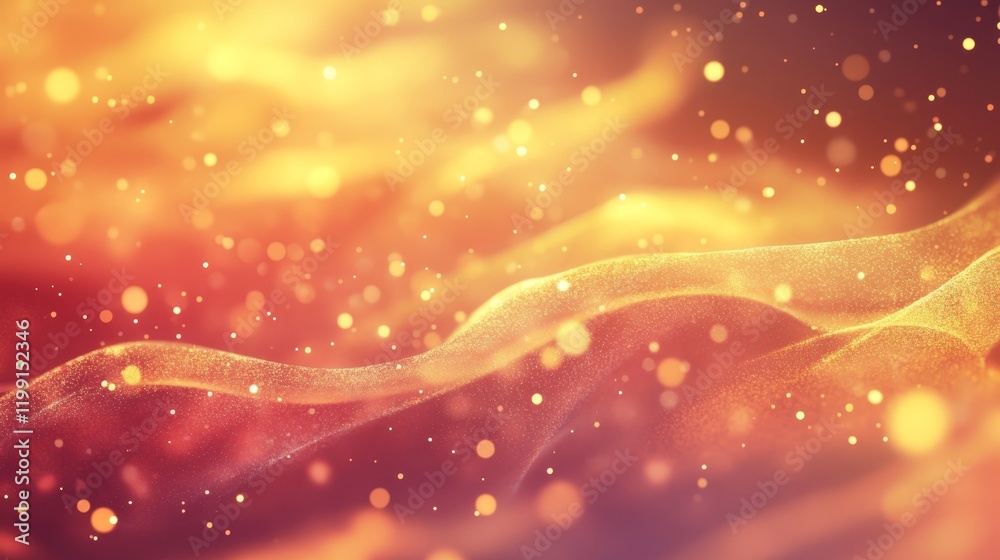 Poster abstract fiery orange and gold background with particles
