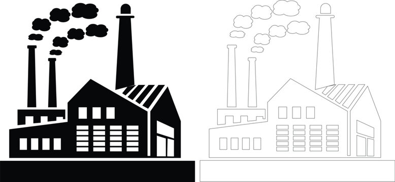 recommend clip art: Industrial building factory icon set.Factory and industrial vector line icon.Industry power, chemical manufacturing building warehouse nuclear energy plant.Industrial building, factory and power plant