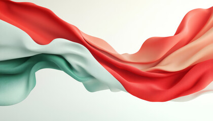 Vibrant colors of red, white, and green intertwine as they gracefully wave, symbolizing national identity and unity. The flowing fabric captures a moment of cultural significance and pride