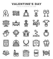 Valentine'S Day icons Pack. Lineal icons set. Valentine'S Day collection set.