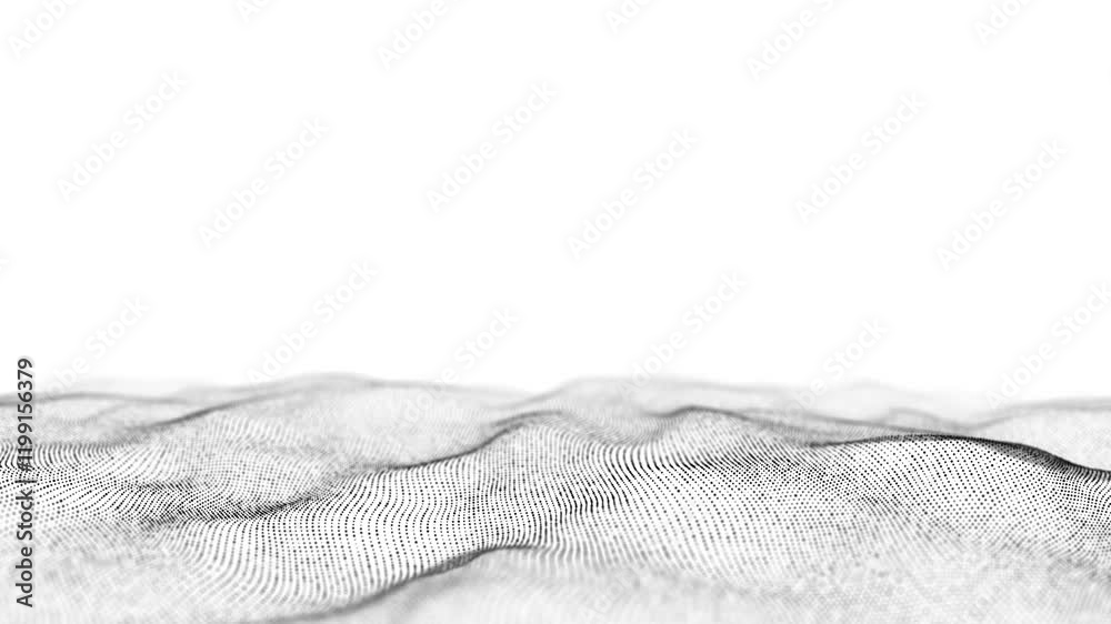 Poster digital technology white wave. light cyberspace with motion dots. futuristic digital background arti