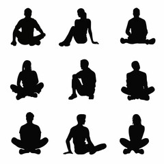15 silhouettes of people sitting in different positions