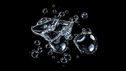 Bubbles rising in water black background macro