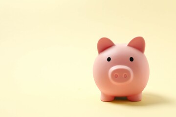 Piggy coin bank on colored background for money savings, financial security or personal funds concept.