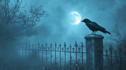 Obraz premium Spooky house with the raven