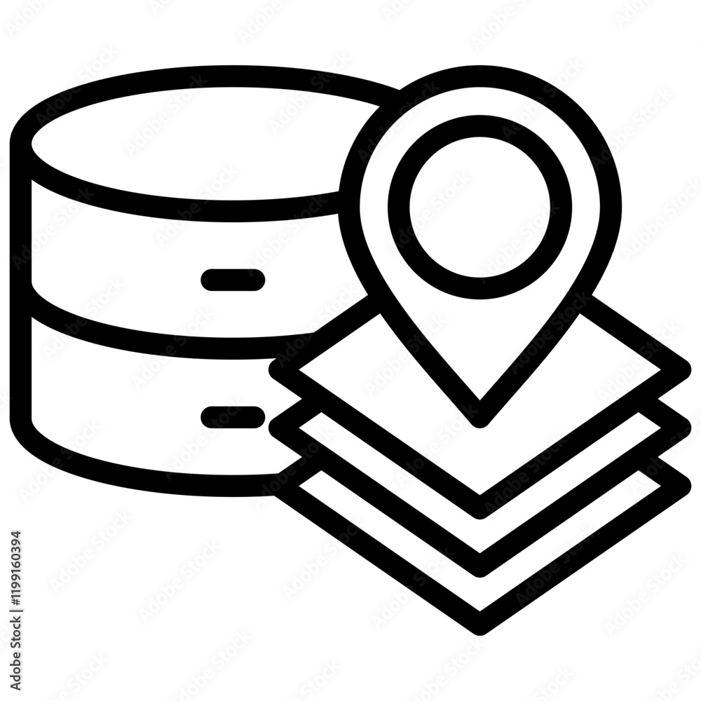 Poster geospatial data outline icon