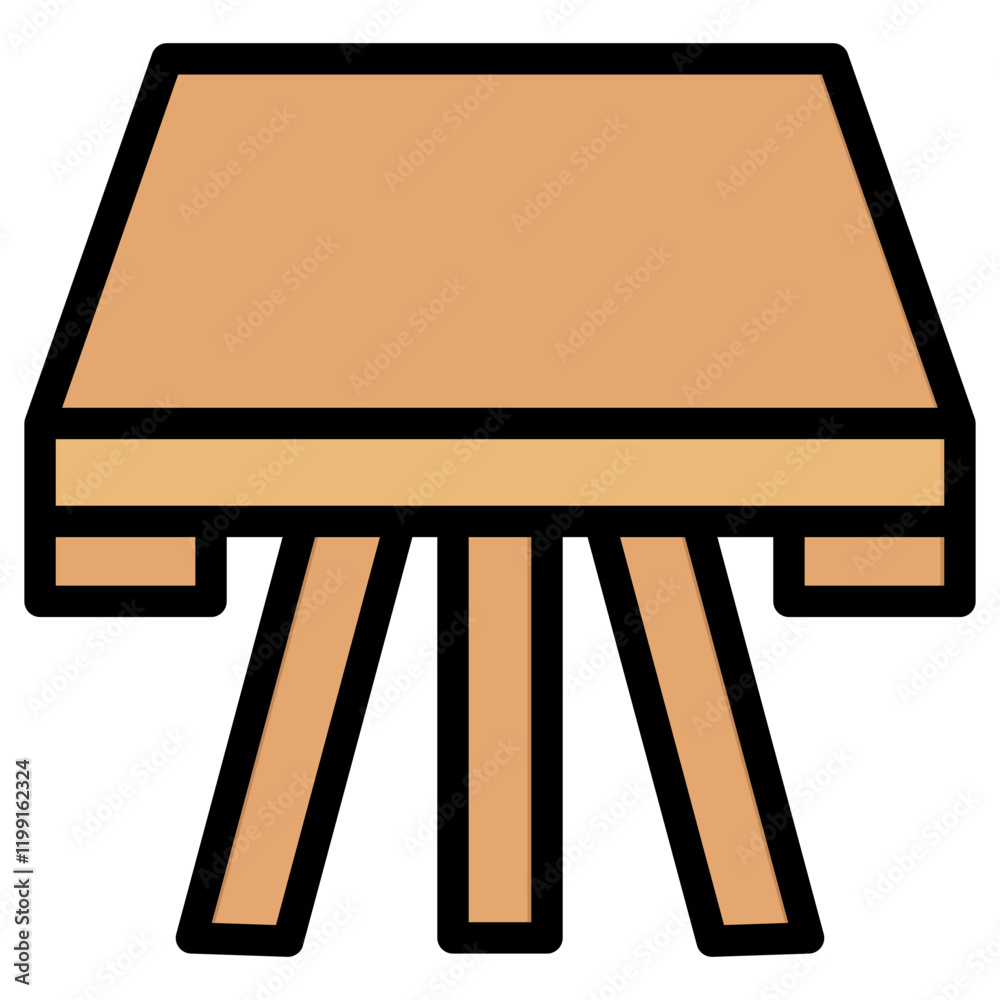 Poster plane table outline color icon