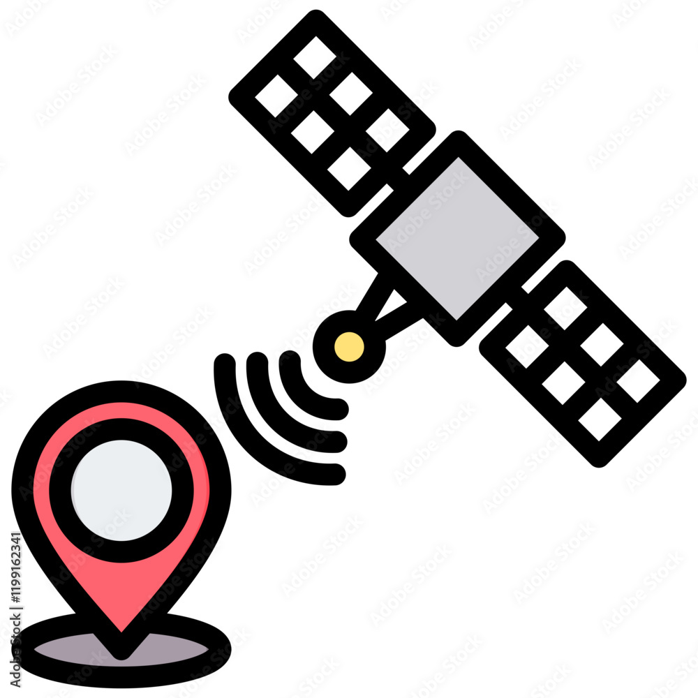 Poster Global Positioning System Outline Color Icon