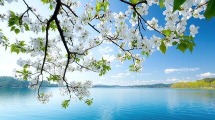 Spring Blossoms by the Lake