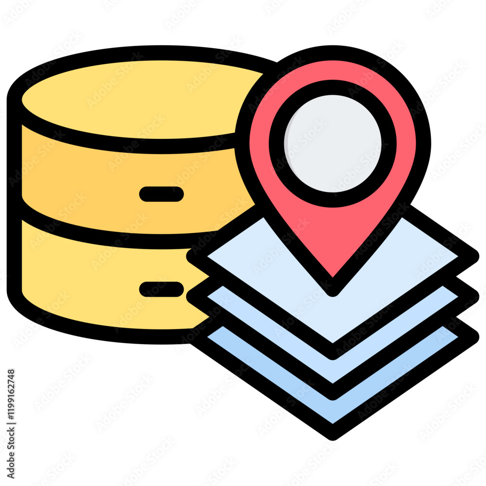 Poster Geospatial Data Outline Color Icon