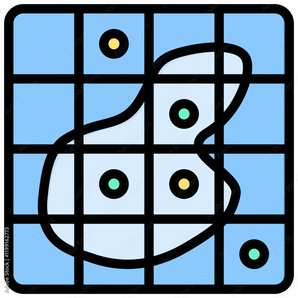 Poster survey grid outline color icon