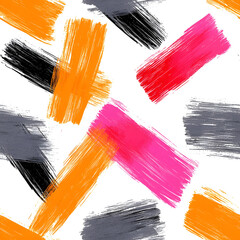 Obraz premium Colorful abstract brush strokes in vibrant hues on white background