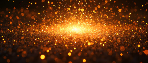 Obraz premium golden fireworks-style explosion of stellar matter on a black background 
