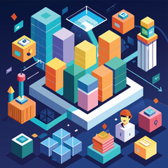 AI Generated isometric background with cubes symbolizing business growth, innovation, and modern technology.
