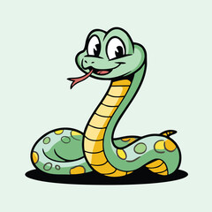 Cute and Playful Cartoon Snake Vector Illustration