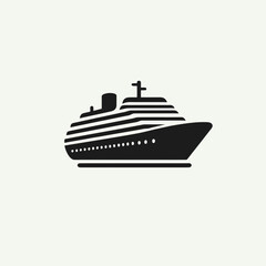 Obraz premium Cruise Ship silhouette in black on a white background