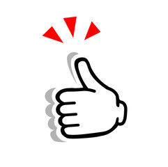 Up hand. thumb Up hand. Gesture. red triangle. white Vector illustration background.