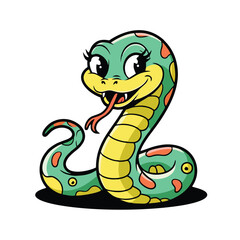 Fototapeta premium Cute and Playful Cartoon Snake Vector Illustration