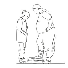 One continuous single drawing line art flat doodle monk; clergyman; catholic; church; service; faith. Isolated image hand draw contour on a white background, hand drawn, not AI