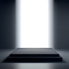 Fototapeta premium Elegant Black Fabric Podium Illuminated in Studio Light