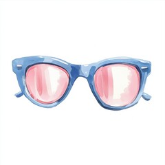 Watercolor sunglasses illustration vibrant colors artistic style indoor setting aesthetic viewpoint creative concept, isolated on white background