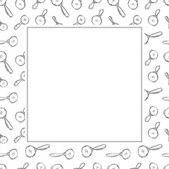 magnifying glass frame. doodle magnifying glass square frame. hand drawn magnifying glass frame background. magnifying glass background