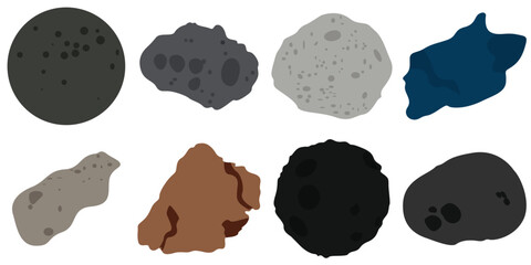 Stone asteroid belt icon. Falling meteor strike rocks from space orbit. Space boulder with craters flying in weightlessness. © mntosman99