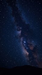 Fototapeta premium Dark, inky black canvas scattered with countless shimmering stars , outer space, astrophotography, background