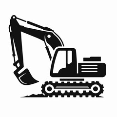 Naklejka premium Excavator silhouette in black on a white background