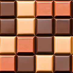 Delicious chocolate squares in various shades arranged neatly