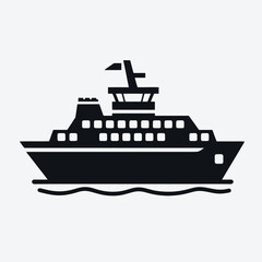 Obraz premium Ferry silhouette in black on a white background