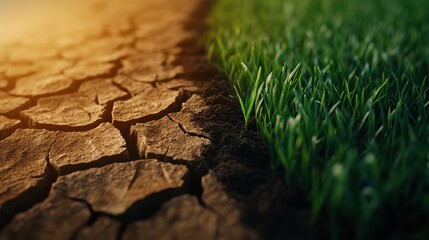 Obraz premium Global warming impact drought vs. Greenery nature landscape transition environmental awareness