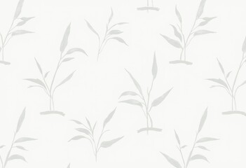 Nature's Beauty, Elegant Bamboo Leaves Silhouette, Soft Gray Background, Airy Design, Tranquil Pattern
